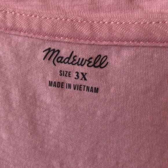 Madewell 100% Cotton Pink Sleeveless V- Neck T-Shirt Size 3X - Picture 2 of 5